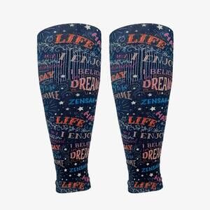 NEW ZENSAH unisex - print compression leg sleeves in motivational quotes/black